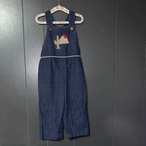 Healthtex Blue Overalls with Cactus Design